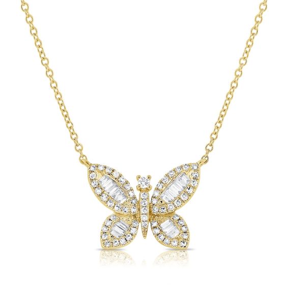James Free 14K Yellow Gold Butterfly Diamond baguette Pendant