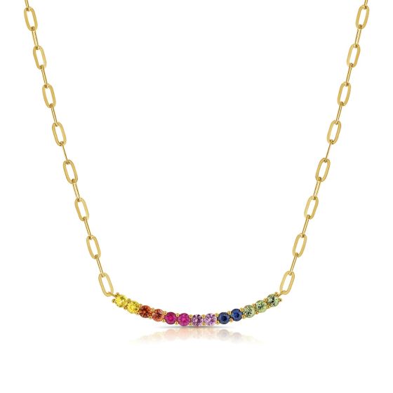 James Free 14K Yellow Gold Multi Color Bar Necklace