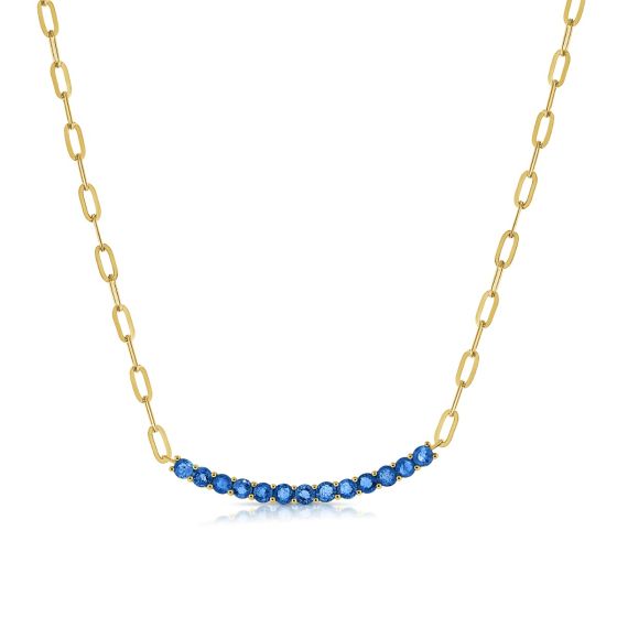 James Free 14K Yellow Gold Sapphire Bar Necklace 