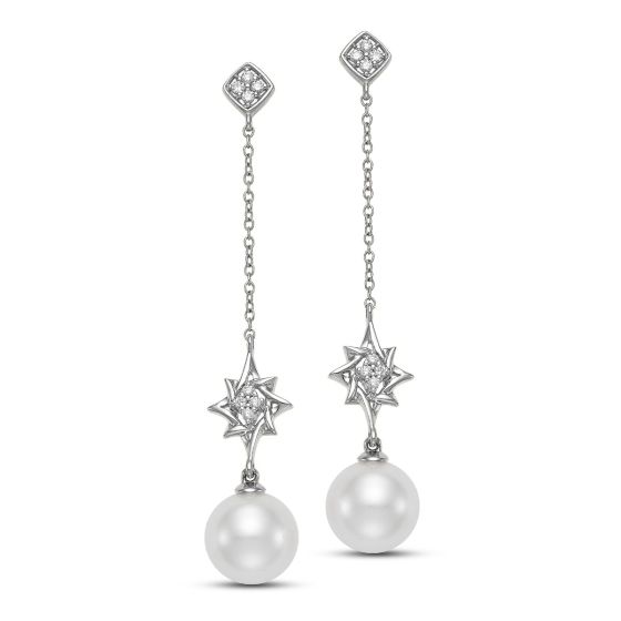 James free 18K White Gold Dangling Pear and Diamond Earrings - FINAL SALE -