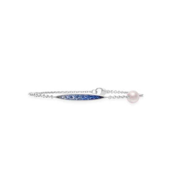Mikimoto Akoya Cultured Pearl Ocean 18K White Gold Bracelet with Sapphire MDA10019ASXW-1