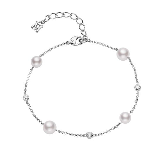 Mikimoto 18K White Gold Akoya & Diamond Strand Bracelet MDQ10036ADXW