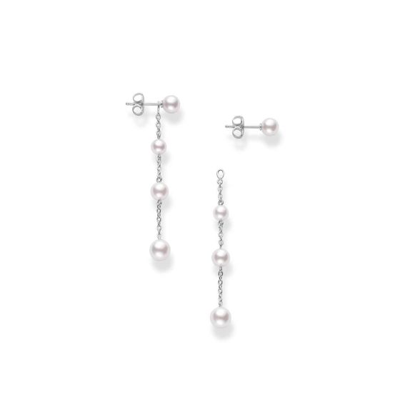 Mikimoto 18K White Gold Four Akoya Dangle Earrings MEQ10023AXXW