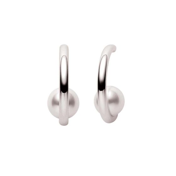 Mikimoto 18K White Gold Huggie Earrings With 7.5mm Akoya Pearls MEQ10097AXXW