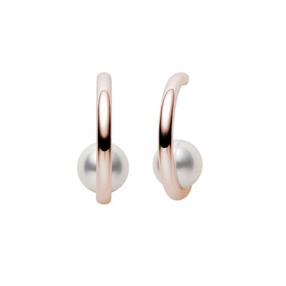 Mikimoto 18K Rose Gold Huggie Earrings With 7.5mm Akoya Pearls MEQ10097AXXZ