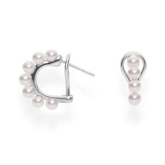 Mikimoto 18K White Gold Akoya Huggie Earrings With Omega Backing MEQ10104AXXW