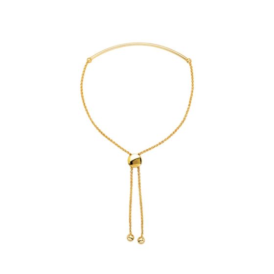 James free 14K yellow Gold Thin Curve Tube Bolo Bracelet - FINAL SALE 