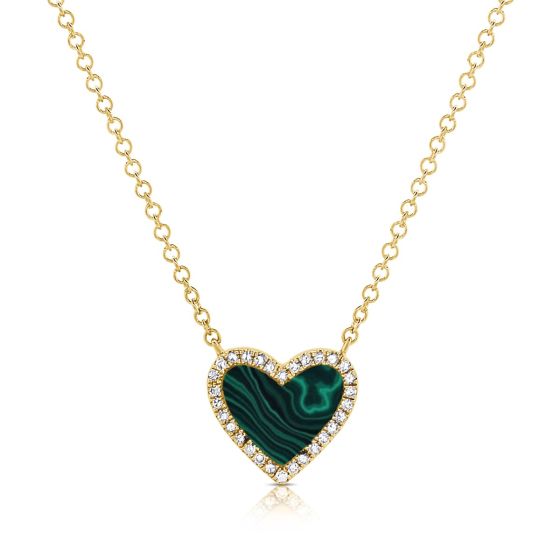 James Free 14K Yellow Gold Malachite Heart Pendant