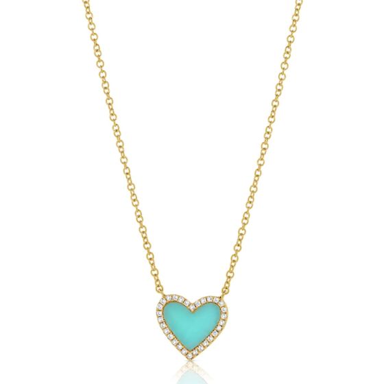James Free 14K Yellow Gold Turquoise Heart Pendant