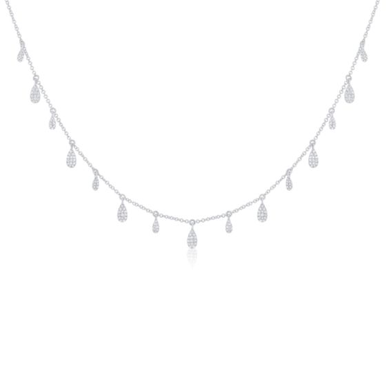 James Free 14K White Gold Dangle Diamond Station Necklace 
