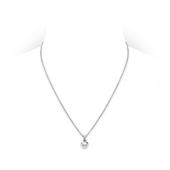 Mikimoto 18K White Gold Akoya Twist Pendant Necklace MPA10025ADXW