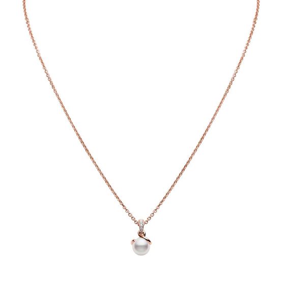 Mikimoto 18K Rose Gold Akoya Twist Pendant Necklace MPA10025ADXZ