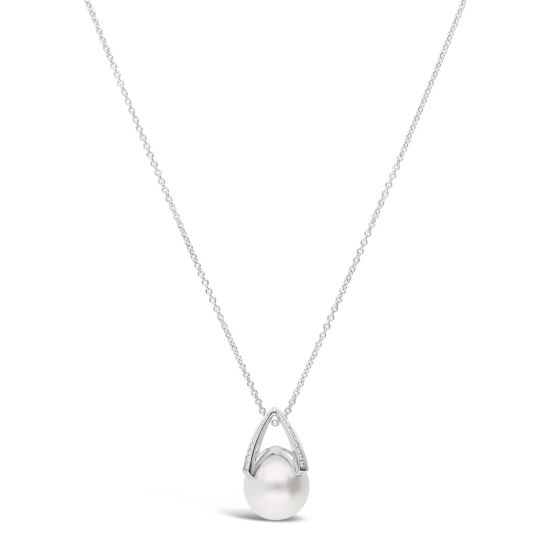 Mikimoto White South Sea Pearl and Diamond Pendant 12mm A+