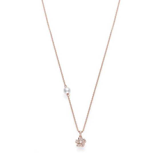 Mikimoto 18K Rose Gold Diamond Cherry Blossom Pendant MPA10302ADXZ