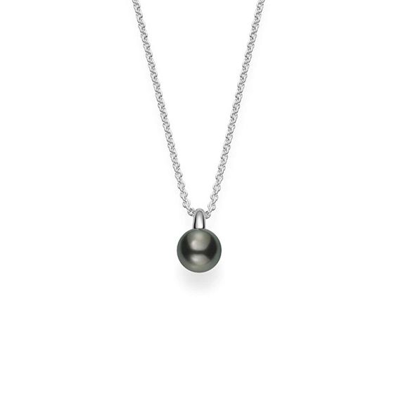 Mikimoto 18K White Gold Black South Sea Pendant Necklace MPA10306BXXW