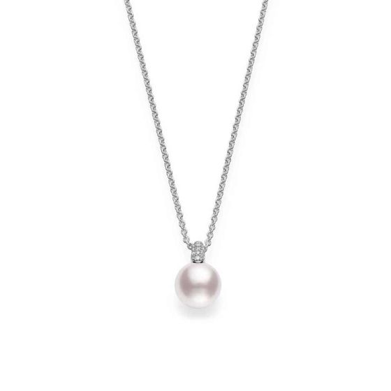 Mikimoto 18K White Gold Akoya Pendant With Diamond Bail MPA10308ADXW