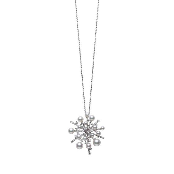 Mikimoto 18K Akoya & Diamond Splash Pendant Necklace MPQ10045ADXW