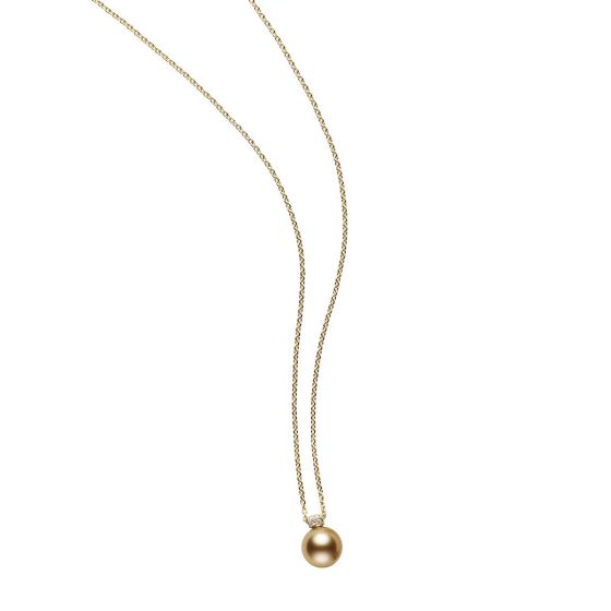 Mikimoto Golden South Sea Pearl & Diamond Pendant Necklace MPQ10049GDXK