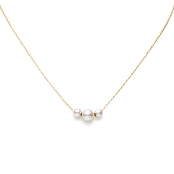 Mikimoto Triple Akoya Station Necklace With 18K Yellow Gold Chain MPQ10081AXXK