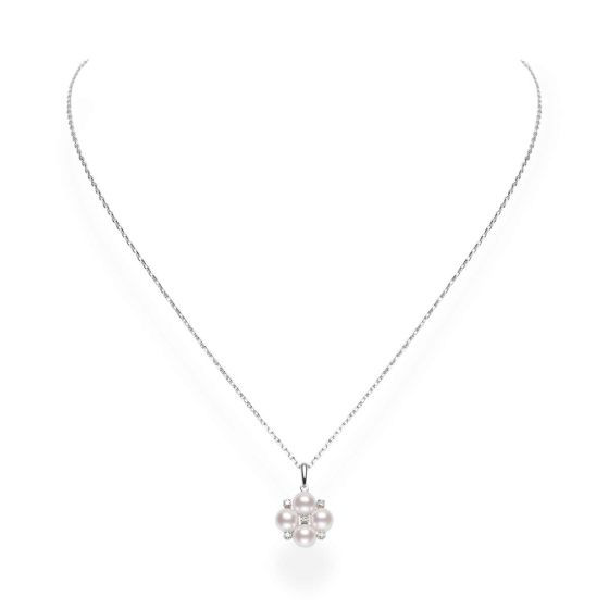 Mikimoto 18K White Gold Clustered Akoya Pearl & Diamond Pendant MPQ10086ADXW