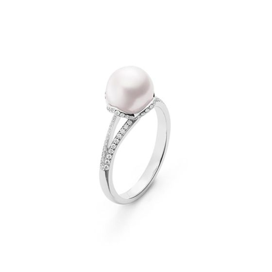 MRA10223ADXW Mikimoto Embrace Akoya Pearl & Diamond White Gold Ring 8-8.5mm A+