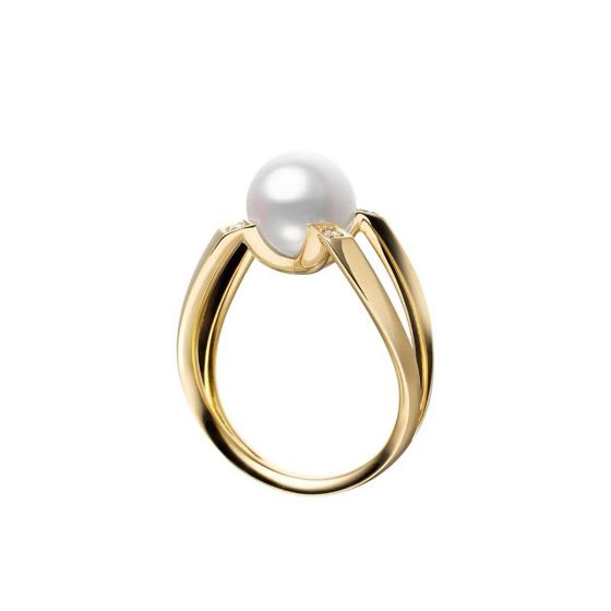 Mikimoto M Collection Yellow Gold Akoya Cultured Pearl Ring MRA10263ADXK