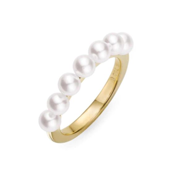 Mikimoto 18K Yellow Gold Akoya Lined Ring MRQ10045AXXK