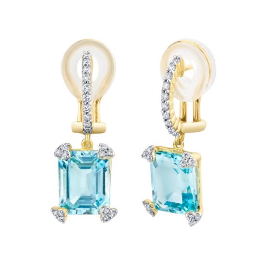 Sloane Street 18K Yellow Gold Dangle Blue Topaz and Diamond Earrings 