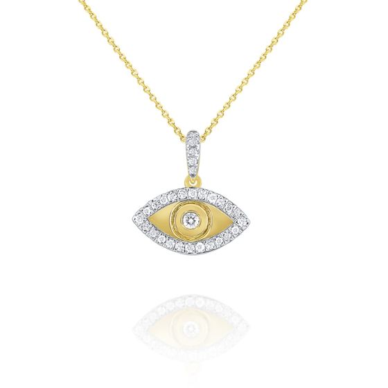 James Free 14K Yellow Gold Evil Eye Diamond Necklace