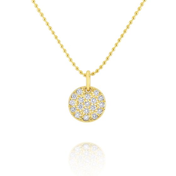 James Free 14K Yellow Gold Diamond Pave Disc Necklace