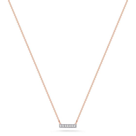 Dana Rebecca 14K Rose Gold Mini Diamond Bar Necklace N206-ROSE-16