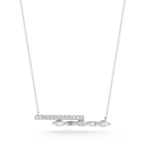 Dana Rebecca 14K White Gold Alexa Jordyn Marquise Double Bar Diamond Necklace