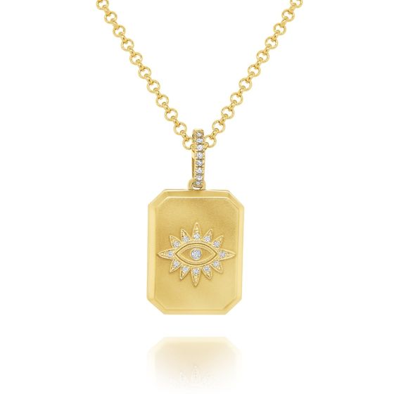 James Free 14K Yellow Gold Diamond Evil eye Locket Necklace