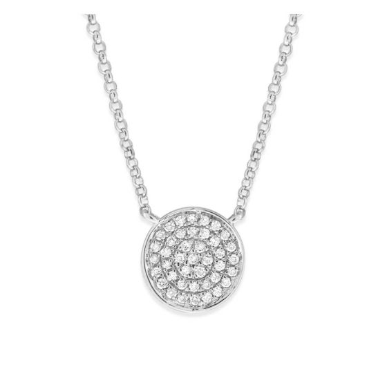 James Free 14K White Gold Diamond Pave Disc Necklace