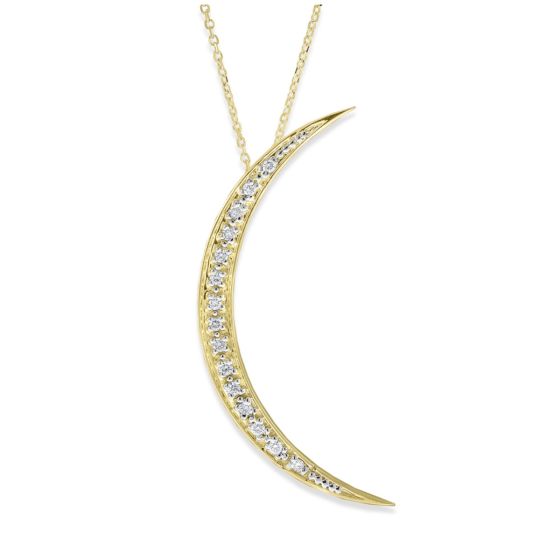 James Free 14K Yellow Gold Large Crescent Diamond Necklace