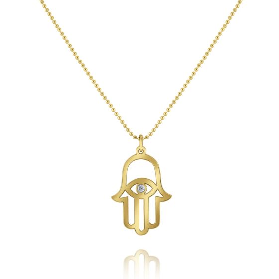 James Free 14K Yellow Gold Diamond Hamsa Necklace