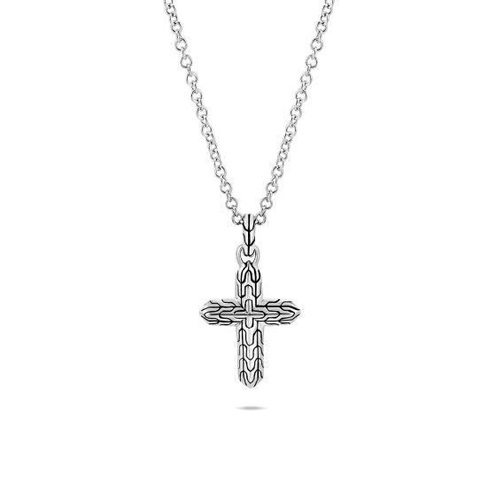 John Hardy Classic Chain Sterling Silver Cross Pendant Necklace NB90576