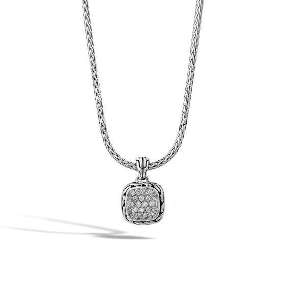 John Hardy Classic Chain Silver Pendant Necklace with Diamonds