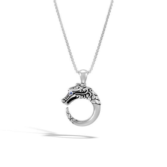 John Hardy Legends Naga Brushed Silver Pendant Necklace 