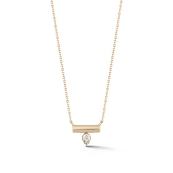 Dana Rebecca 14K Yellow Gold Reese Brooklyn Knife Edge Bar Diamond Necklace 