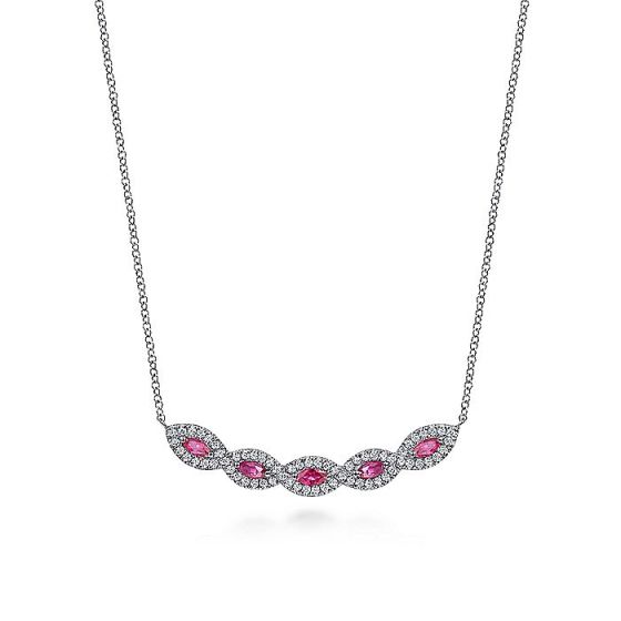 Gabriel & Co. 14K White Gold Diamond and Ruby Necklace NK6628W45RA