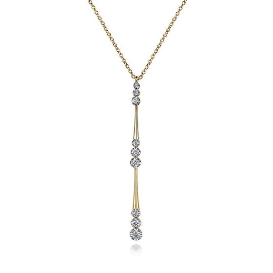 Gabriel & Co. 14K Yellow Gold Diamond Drop Y Necklace in size 17.5 inch NK7209Y45JJ