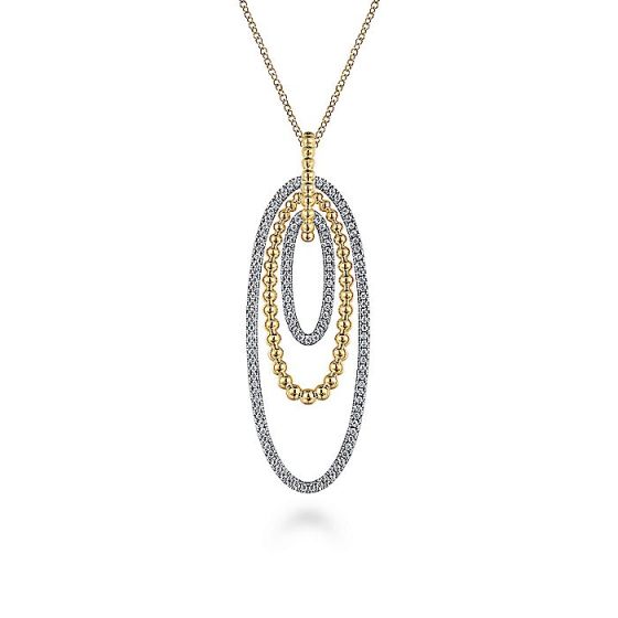 Gabriel & Co. 14K White-Yellow Gold Multi Oval Bujukan Diamond Pendant Necklace NK7279M45JJ