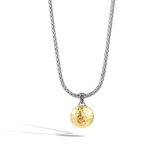 John Hardy Silver And 18K Gold Dot Hammered Reversible Pendant Necklace