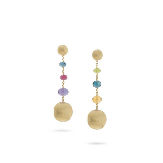 Marco Bicego Africa 18K Yellow Gold and Multi-Colored Gemstone Drop Earrings OB1625 MIX02 Y 02