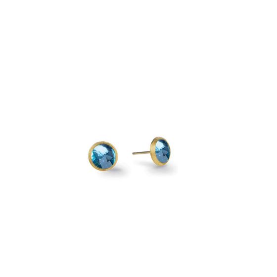 Marco Bicego Jaipur Color 18K Yellow Gold & Blue Topaz Petite Stud Earrings OB957 TP01 Y 02
