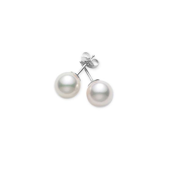 Mikimoto A+ Akoya Pearl Stud White Gold Earrings