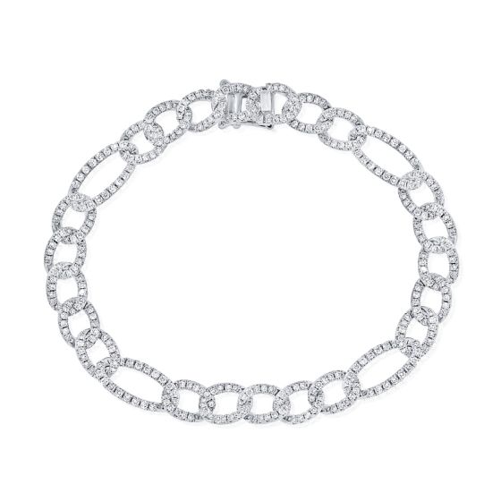 James Free 14K White Gold Diamond Curb Link Bracelet 