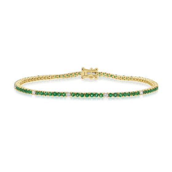 James Free 14K Yellow Gold Emerald Diamond Bracelet