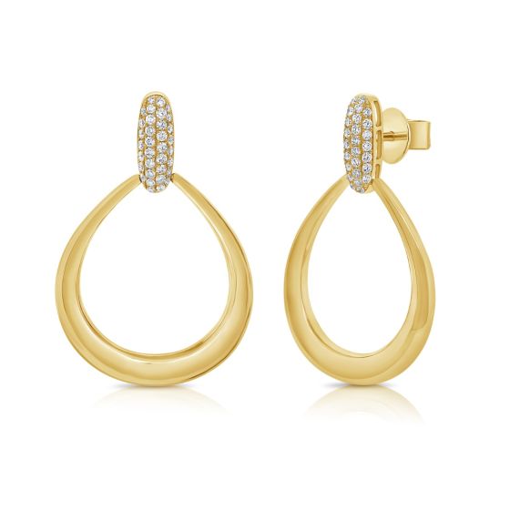 James Free 14K Yellow Gold Diamond Pave Geometric Earrings 